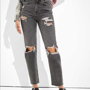 American Eagle High Rise 90s Boyfriend Jeans Distressed Gray 10